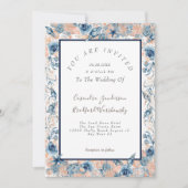 Nautische bruiloft Strand Zee Shell Flowers Roos N Kaart (Voorkant)