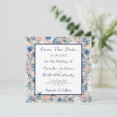 Nautische Bruiloft Strand Zee Shell Flowers Save The Date (Staand voorkant)