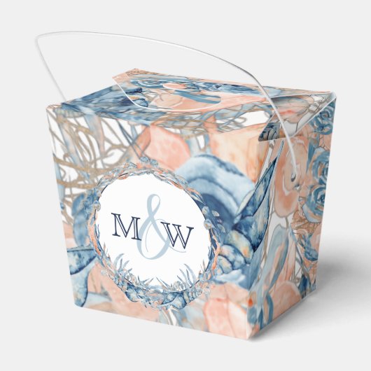 Nautische bruiloft strand zeeschelp en Roos Bedankdoosjes (Achterkant)