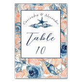 Nautische bruiloft strand zeeschelp en Rozen, Kaart (Voorkant)