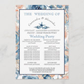 Nautische bruiloft strand zeeschelp en Rozen, Programmakaart (Achterkant)