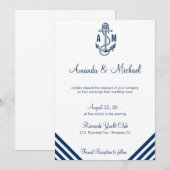 Nautische bruiloft uitnodigingskaart kaart (Voorkant / Achterkant)