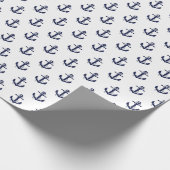 Nautische bruiloft van Navy Blue en White Anchor Cadeaupapier (Hoek)