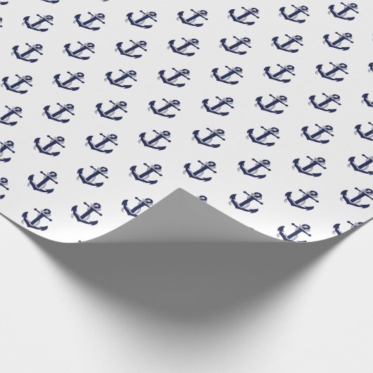 Nautische bruiloft van Navy Blue en White Anchor Cadeaupapier (Hoek)