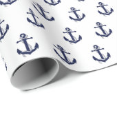 Nautische bruiloft van Navy Blue en White Anchor Cadeaupapier (Rol Hoek)