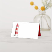 Nautische bruiloft vuurtoren strand zomer rood plaatskaartje (Voorkant)
