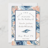 Nautische Bruiloft Waterverf Zeeschelpen Rozen Kaart (Voorkant)