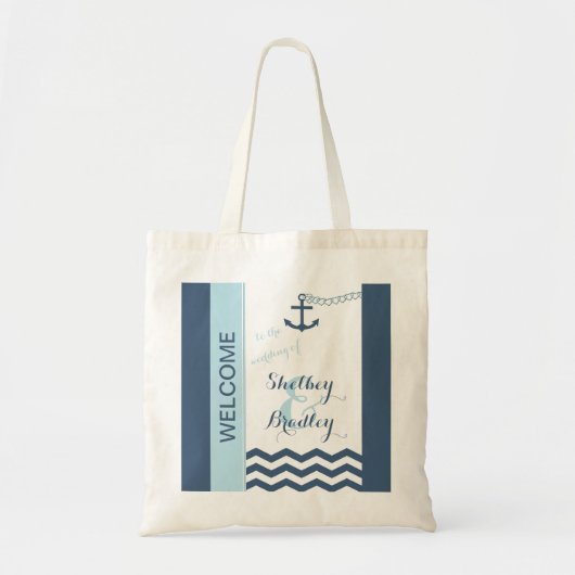 Nautische bruiloft welkomsttassen tote bag (Voorkant)