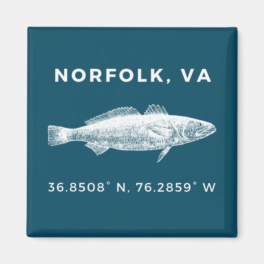 Nautische Button Magnet - Coördinaten van Norfolk  (Voorkant)