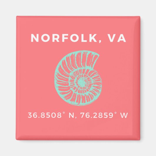 Nautische Button Magnet - Coördinaten van Norfolk  (Voorkant)