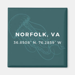 Nautische Button Magnet - Coördinaten van Norfolk 