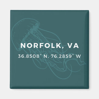 Nautische Button Magnet - Coördinaten van Norfolk