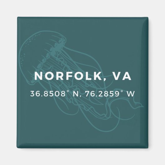 Nautische Button Magnet - Coördinaten van Norfolk  (Voorkant)