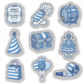 Nautische Cabana Zeiler Verjaardag Sticker Vel Set (Voorkant)