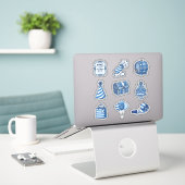 Nautische Cabana Zeiler Verjaardag Sticker Vel Set (Laptop op bureau)