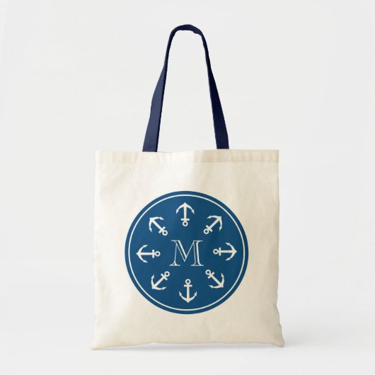 Nautische canvas tas met monogram voor anker rond  (Voorkant)
