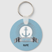 Nautische CAPITEIN Gepersonaliseerd Cadeau - Blauw Sleutelhanger (Voorkant)