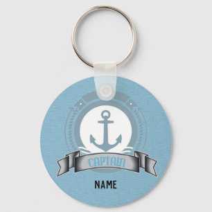 Nautische CAPITEIN Gepersonaliseerd Cadeau - Blauw Sleutelhanger