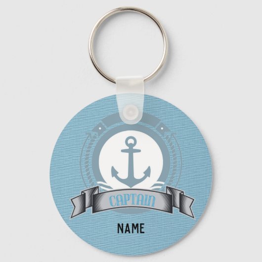 Nautische CAPITEIN Gepersonaliseerd Cadeau - Blauw Sleutelhanger (Voorkant)