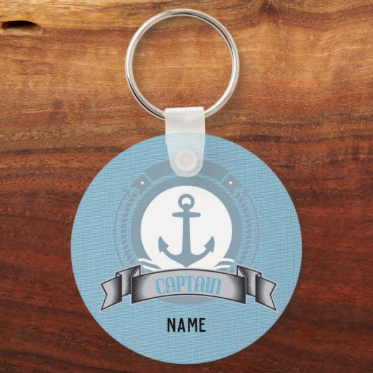 Nautische CAPITEIN Gepersonaliseerd Cadeau - Blauw Sleutelhanger (Voorkant)