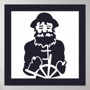 nautische CAPTAIN in zee   Poster