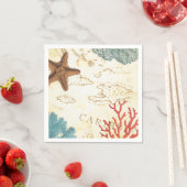 Nautische Caribische Zeesterren Rustieke Kaart En  Servetten (Insitu)