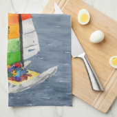 Nautische Catamaran Zeilboot Oceaan Keukenhanddoek (Quarter Fold)