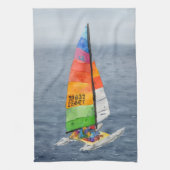 Nautische Catamaran Zeilboot Oceaan Keukenhanddoek (Verticaal)