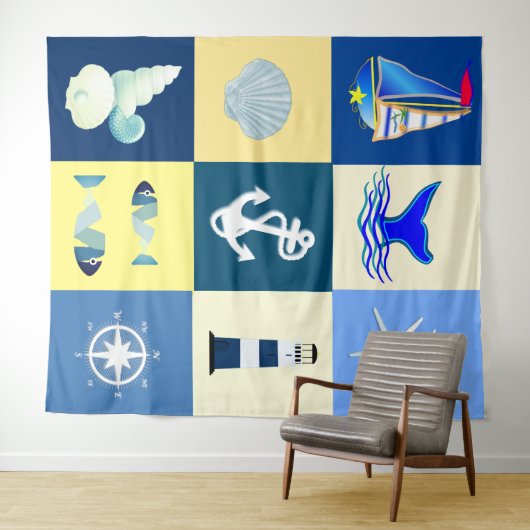 Nautische Charm Tapestry Wandkleed (In Situ (horizontaal))