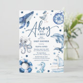 Nautische charme: Ahoy het is een Boy 'Baby shower Kaart (Staand voorkant)