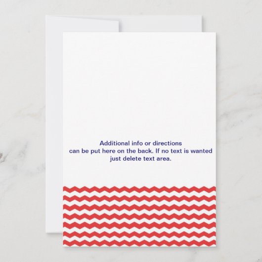 Nautische Chevron Anker Blauw Rood Uitnodiging Kaa (Achterkant)