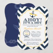 Nautische Chevron Baby Boy Douche Uitnodiging (Voorkant / Achterkant)