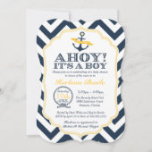 Nautische Chevron Baby Boy Douche Uitnodiging (Voorkant)