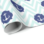 Nautische Chevron Navy blauw ankers patroon Cadeaupapier (Rol Hoek)