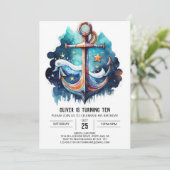 Nautische Chic Anker Verjaardag Kaart (Staand voorkant)