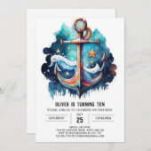 Nautische Chic Anker Verjaardag Kaart (Voorkant / Achterkant)