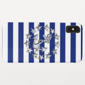 Nautische Chrome Yacht Vlag op Navy Stripes Print Case-Mate iPhone Case (Achterkant (horizontaal))