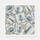 Nautische  collage zeilen themafeest servet (Voorkant)