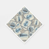 Nautische  collage zeilen themafeest servet (Hoek)