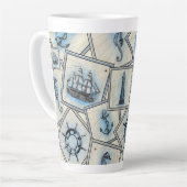 Nautische  collage zeiltekeningen latte mok (Linkerhoek)