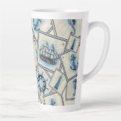 Nautische  collage zeiltekeningen latte mok (Rechts)