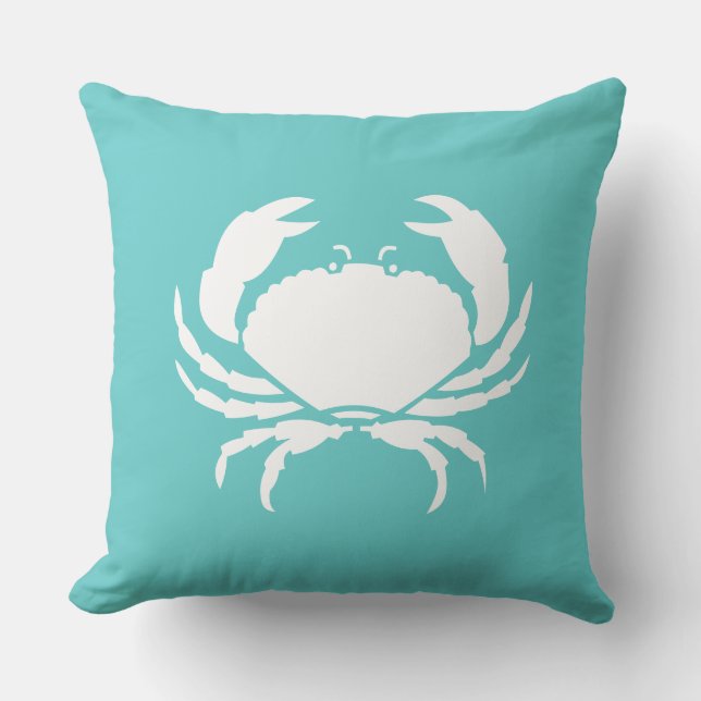 Nautische CRAB blauwgroen zee blauw kussen (Voorkant)