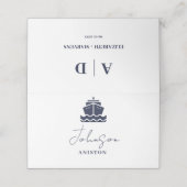 Nautische Cruise Boat Wedding Plaatskaartje (Buitenkant ongevouwen)
