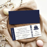 Nautische Cruise schip Boarding pass bruiloft Kaart<br><div class="desc">Elegant marineblauw boarding pass trouwticket met een basis marine achtergrond,  ideaal voor een cruiseschip bruiloft.</div>