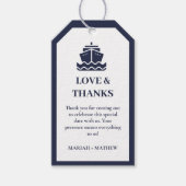 Nautische Cruise Schip Boot bruiloft Dank u Cadeaulabel (Voorkant)