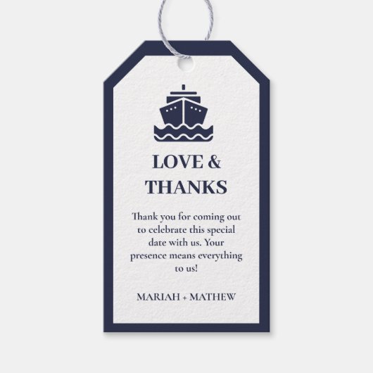 Nautische Cruise Schip Boot bruiloft Dank u Cadeaulabel (Voorkant)