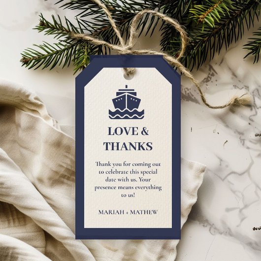 Nautische Cruise Schip Boot bruiloft Dank u Cadeaulabel