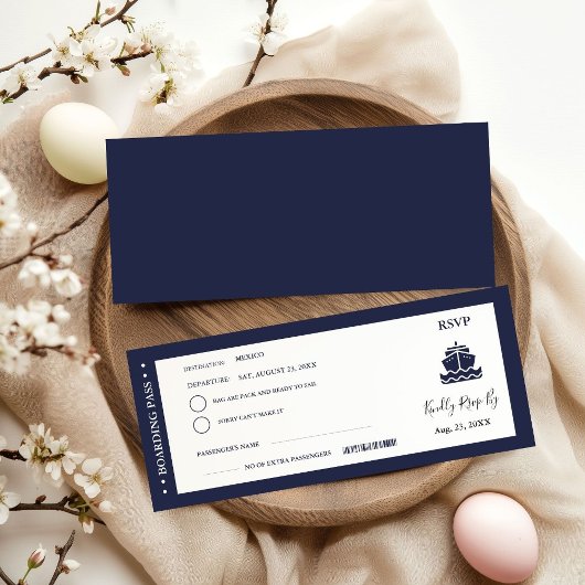Nautische Cruise Ship Boarding Pass bruiloft RSVP Kaart