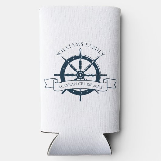 Nautische Cruise Ship Wheel Custom Boat Captain Seltzer Blikjeskoeler (Achterkant)