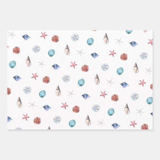 Nautische cruiseschepen, anker en schelpen inpakpapier vel (Voorkant 3)